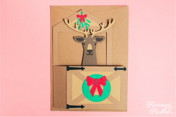 Christmas Reindeer Stall Card SVG