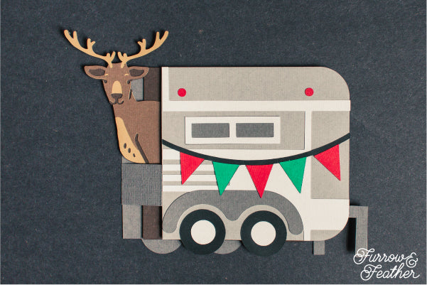Christmas Reindeer Trailer Card SVG - side