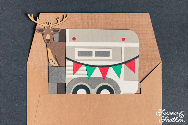 Christmas Reindeer Trailer Card SVG - side