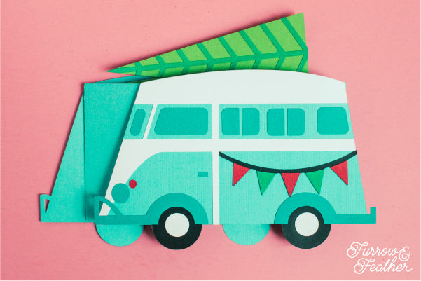 Christmas Tree Van Card SVG