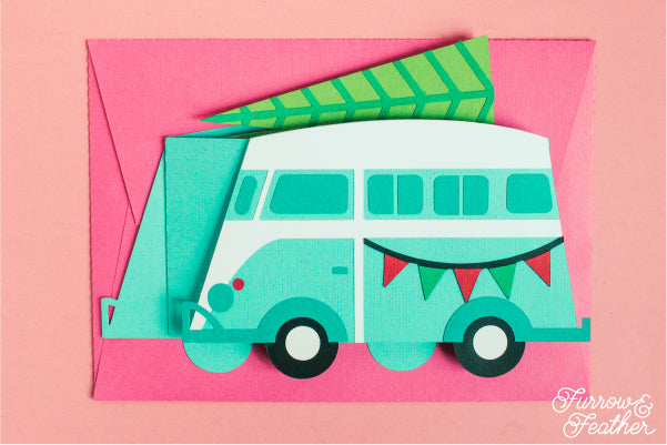 Christmas Tree Van Card SVG