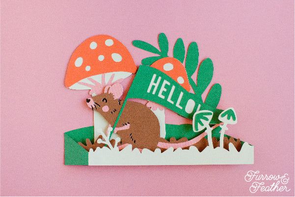 Mouse with Mushrooms Card SVG