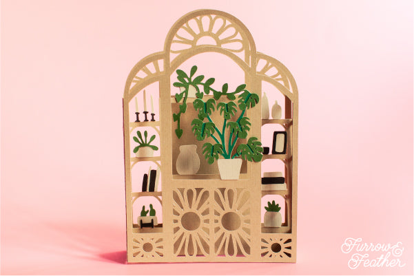 Rattan Wicker Plant Shelf Card SVG
