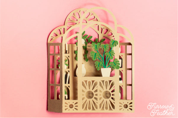 Rattan Wicker Plant Shelf Card SVG