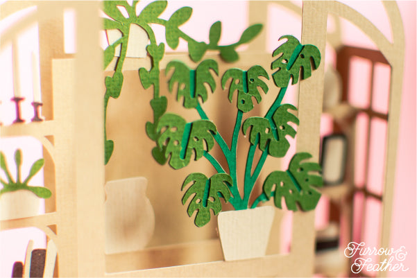 Rattan Wicker Plant Shelf Card SVG