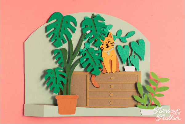 Cozy Living Room Cat Card SVG