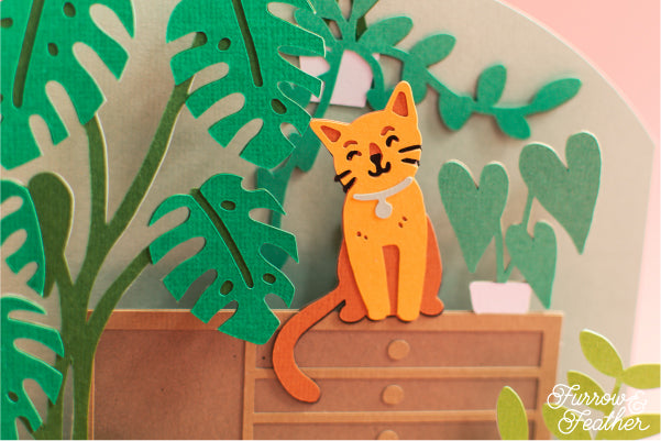 Cozy Living Room Cat Card SVG