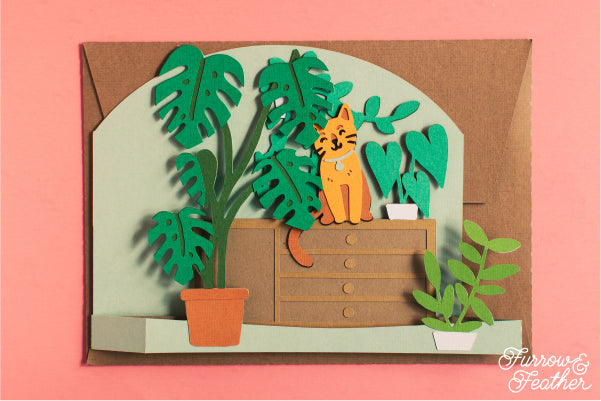 Cozy Living Room Cat Card SVG