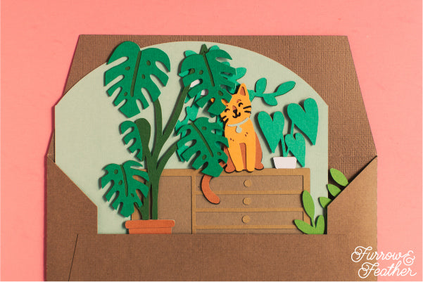Cozy Living Room Cat Card SVG