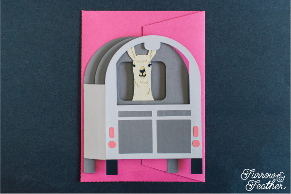 Llama Trailer Card SVG - back