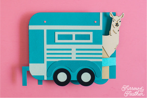 Llama Trailer Card SVG - side