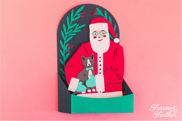 Christmas Santa with Cat Card SVG