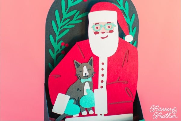 Christmas Santa with Cat Card SVG