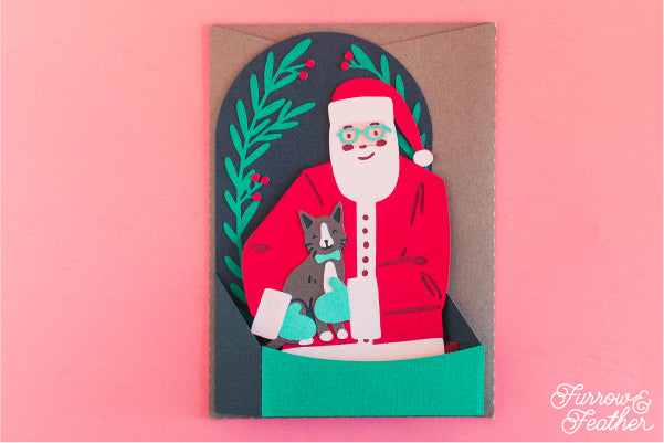 Christmas Santa with Cat Card SVG