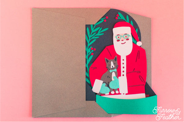 Christmas Santa with Cat Card SVG