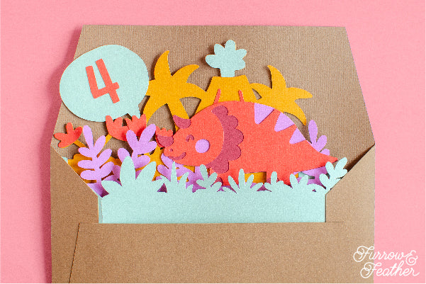 Dinosaur Triceratops Card SVG