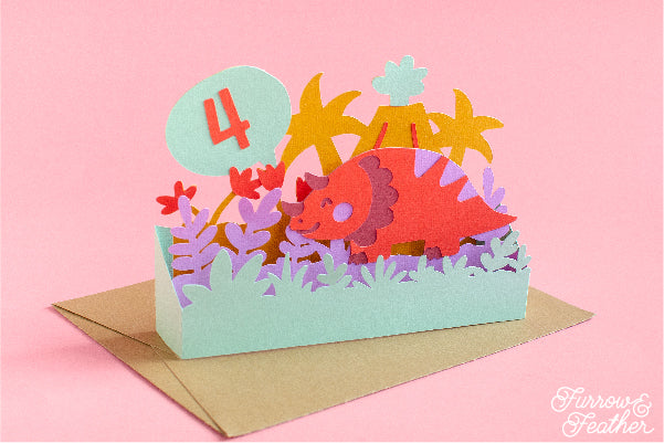 Dinosaur Triceratops Card SVG