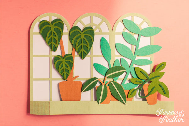 Window Pane with Plants Card SVG