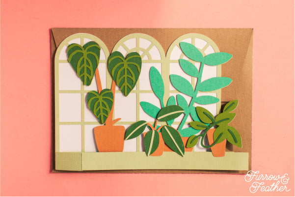 Window Pane with Plants Card SVG