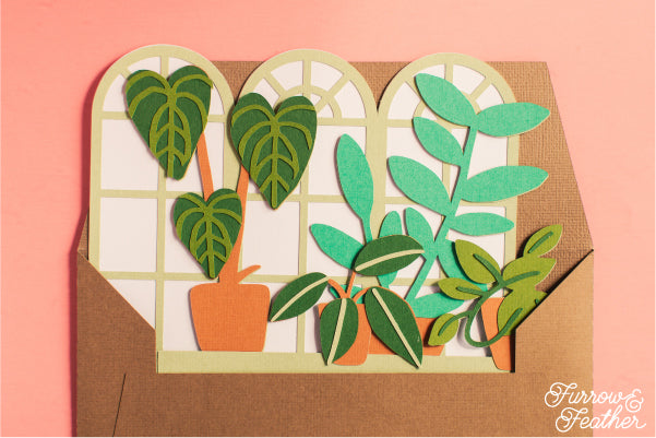 Window Pane with Plants Card SVG