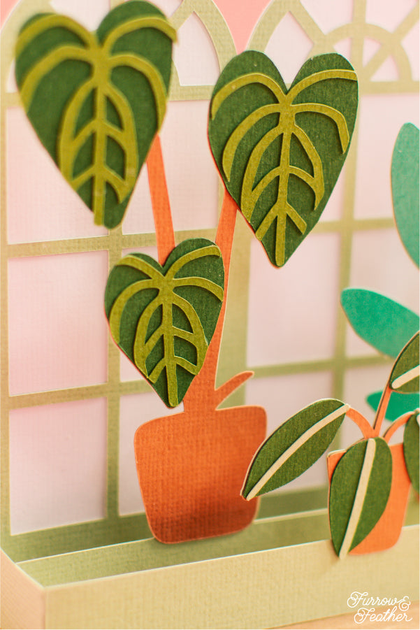 Window Pane with Plants Card SVG