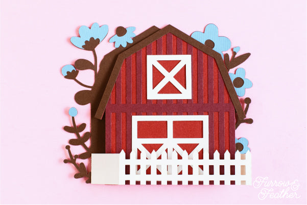 Barn with Flowers Card SVG