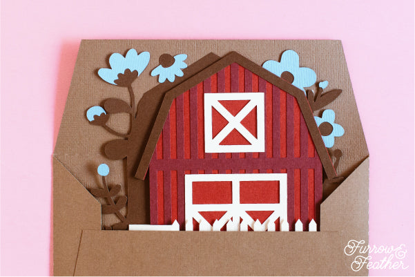 Barn with Flowers Card SVG