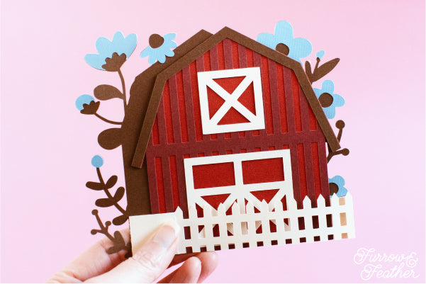 Barn with Flowers Card SVG