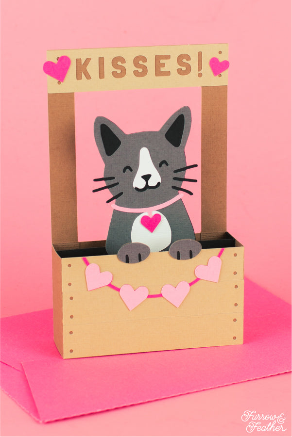 Cat Kissing Booth Card SVG
