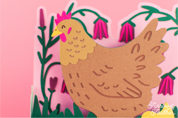 Chicken Mama Hen and Chicks Card SVG