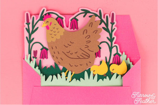 Chicken Mama Hen and Chicks Card SVG