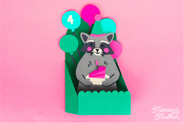 Raccoon Birthday Card SVG