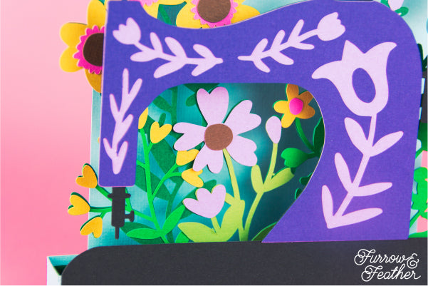 Sewing Machine with Wildflowers Card SVG