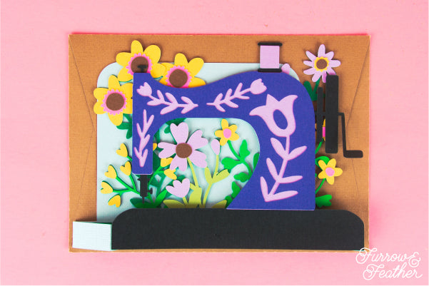 Sewing Machine with Wildflowers Card SVG