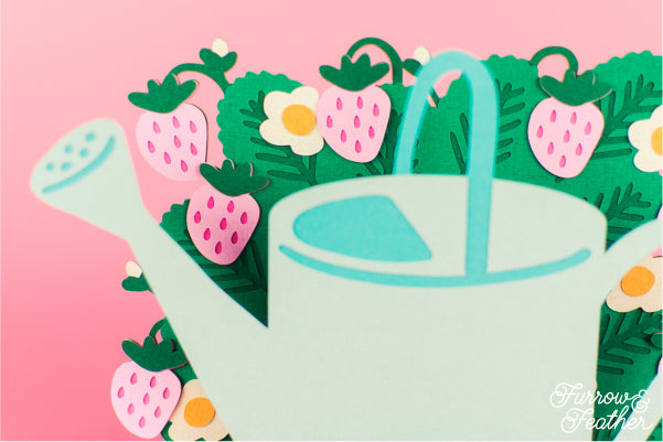 Watering Can with Strawberries Card SVG