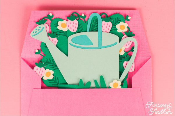 Watering Can with Strawberries Card SVG