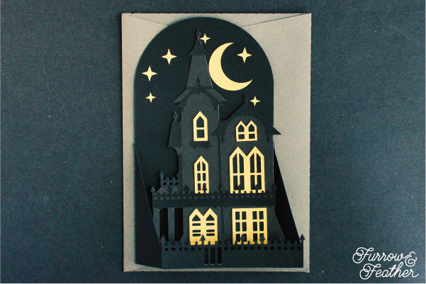 Halloween Haunted House Card SVG
