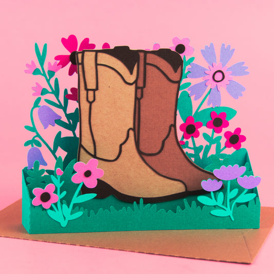 Wildflower Cowgirl Boots Card SVG