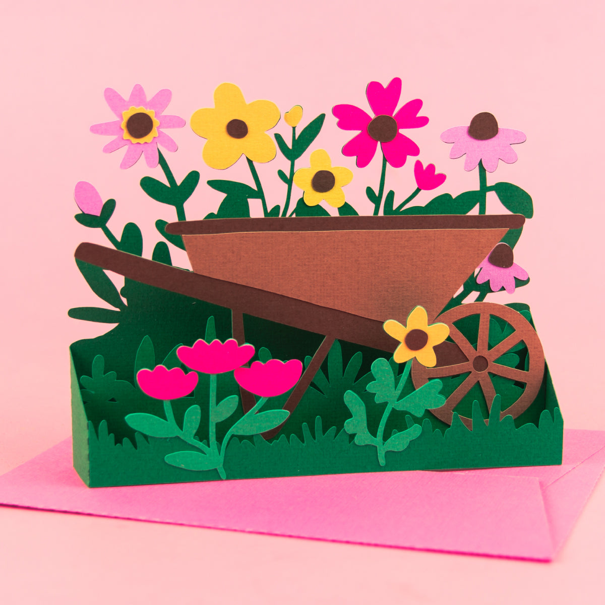 Wildflower Garden Wheelbarrow Card SVG