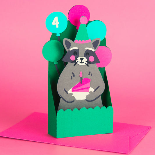 Raccoon Birthday Card SVG