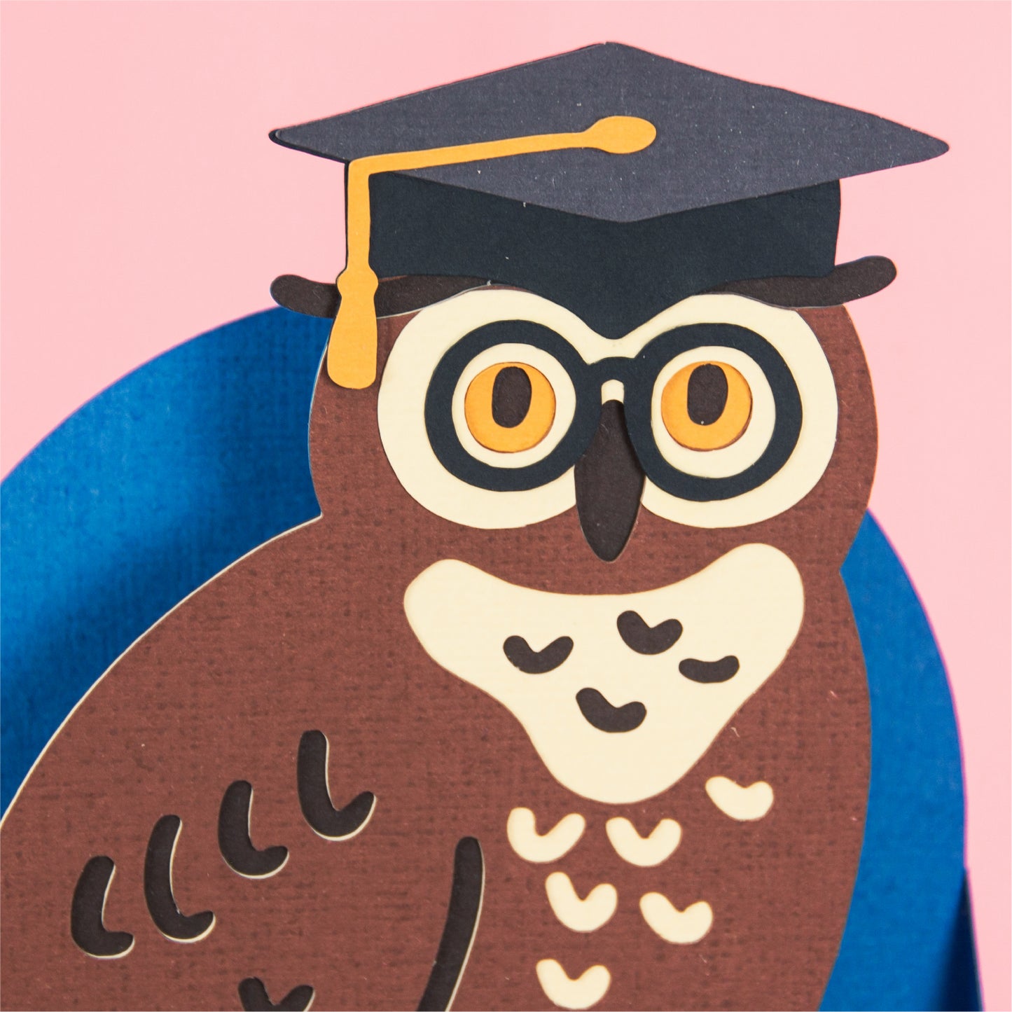 Graduate Owl on Books Card - 3D Graduation Card SVG