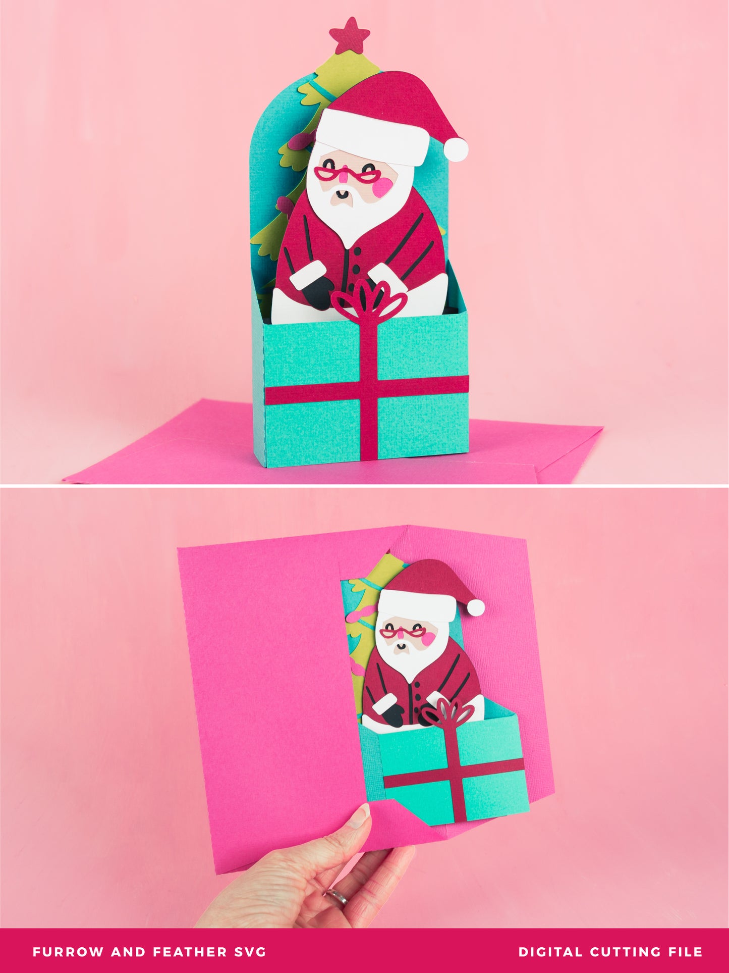 Christmas Card SVG - Gift Box Santa