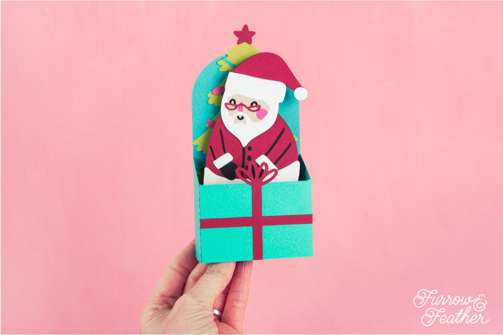 Christmas Card SVG - Gift Box Santa