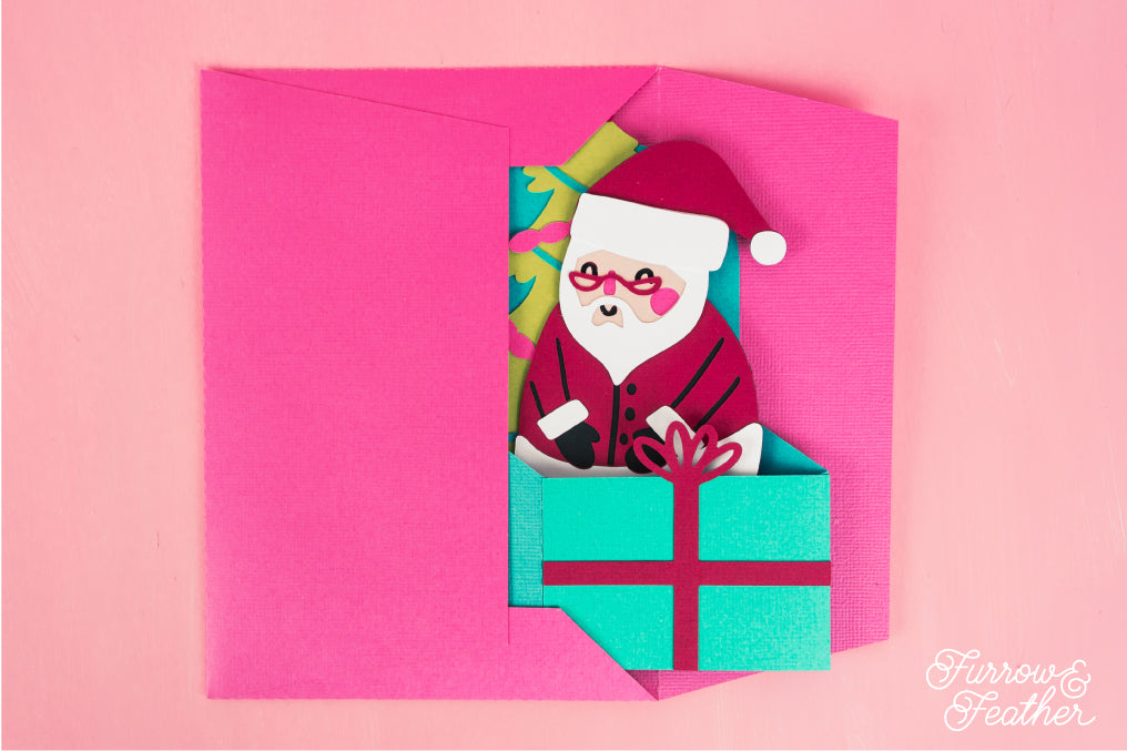 Christmas Card SVG - Gift Box Santa