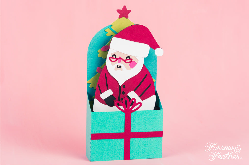 Christmas Card SVG - Gift Box Santa