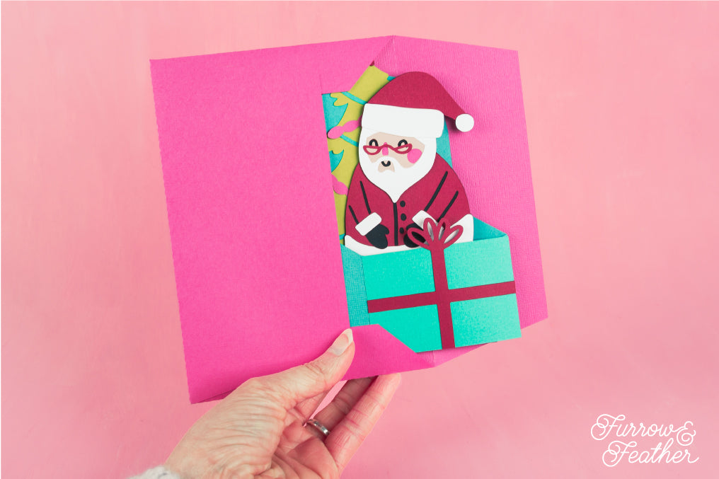 Christmas Card SVG - Gift Box Santa