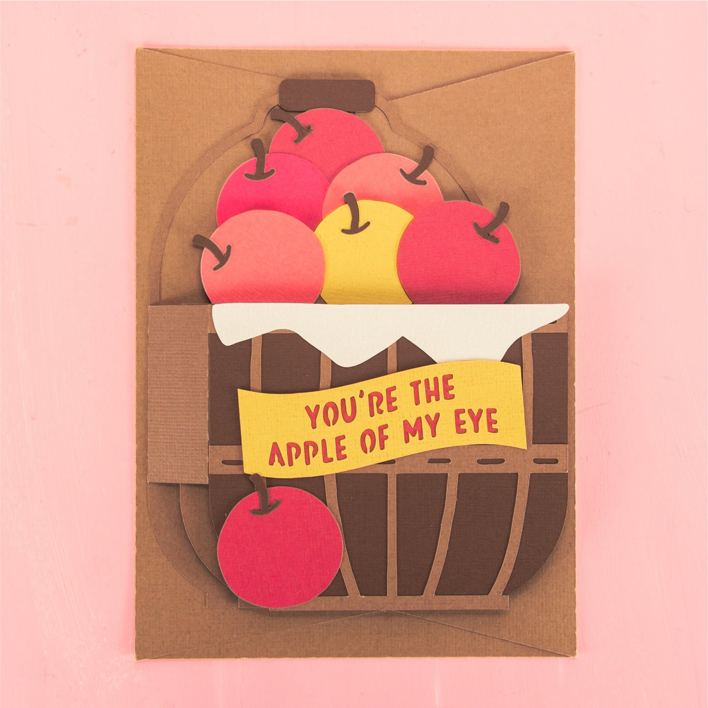 Apple Basket Card - 3D Autumn Card SVG
