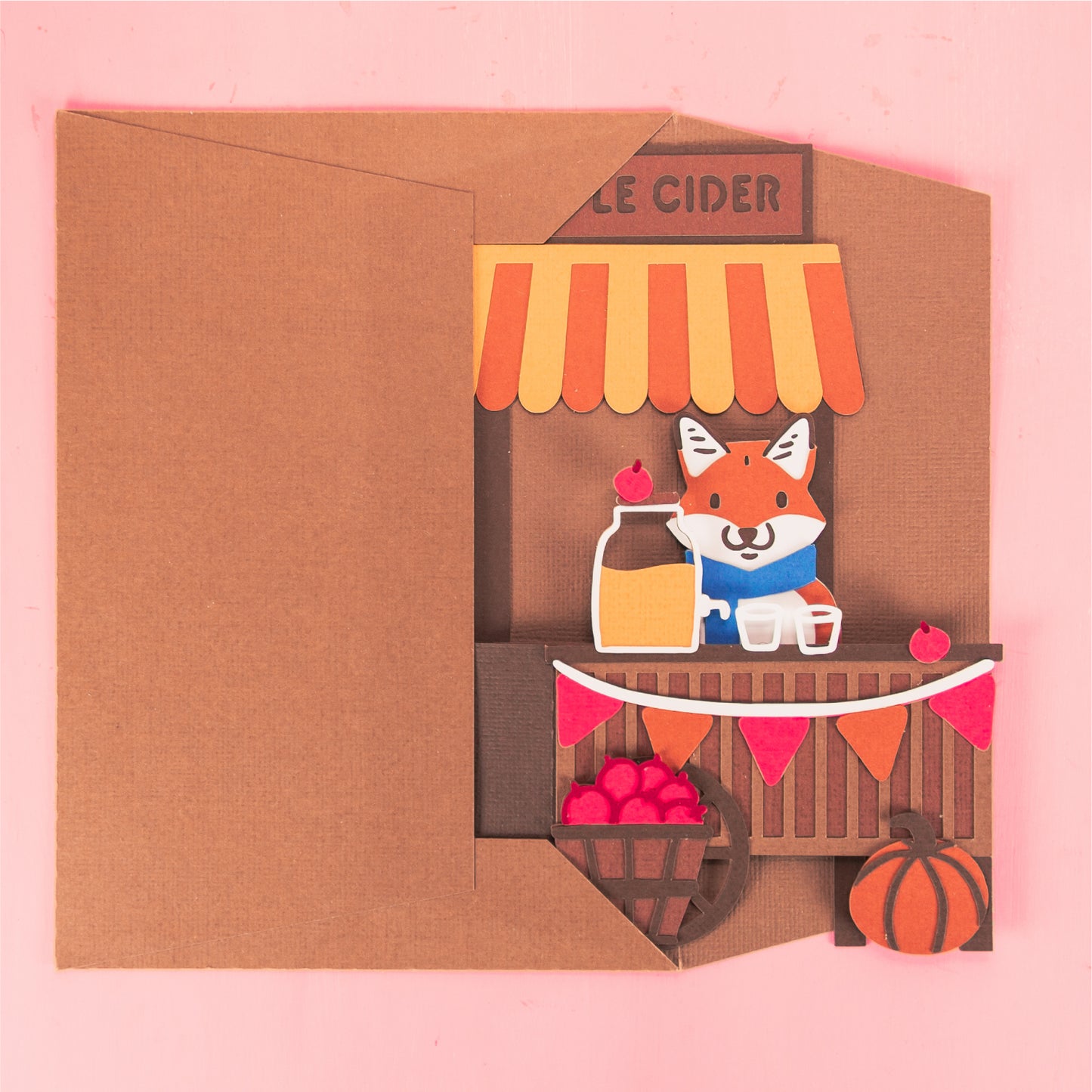 Apple Cider Cart Card - 3D Autumn Card SVG