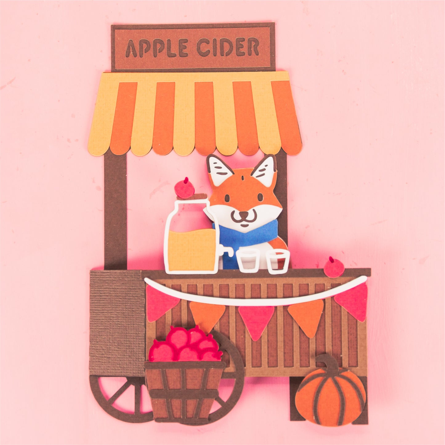 Apple Cider Cart Card - 3D Autumn Card SVG