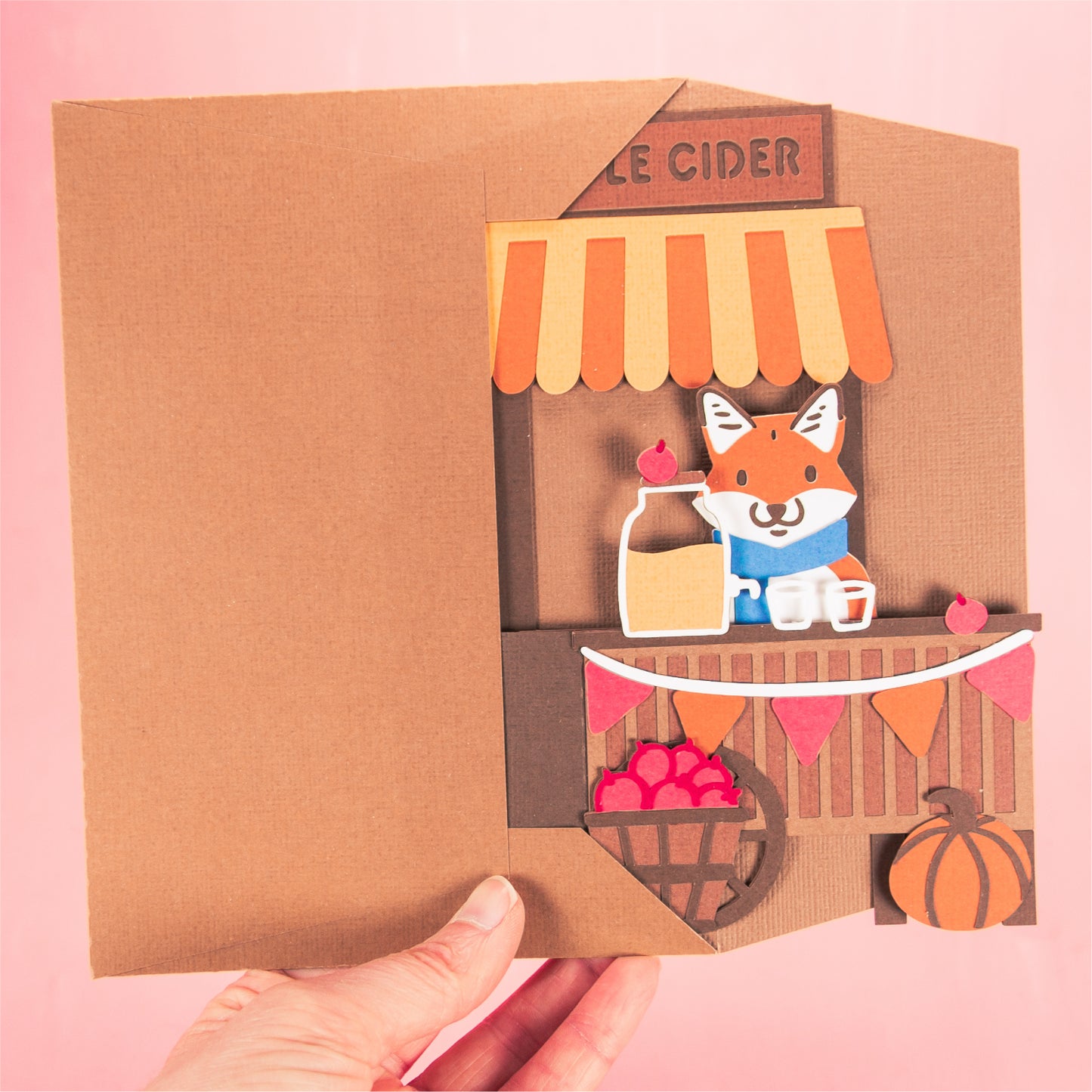 Apple Cider Cart Card - 3D Autumn Card SVG